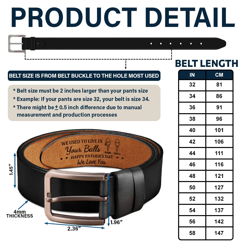 We Used To Live In Your Balls - Personalized Engraved Leather Belt - Image 5