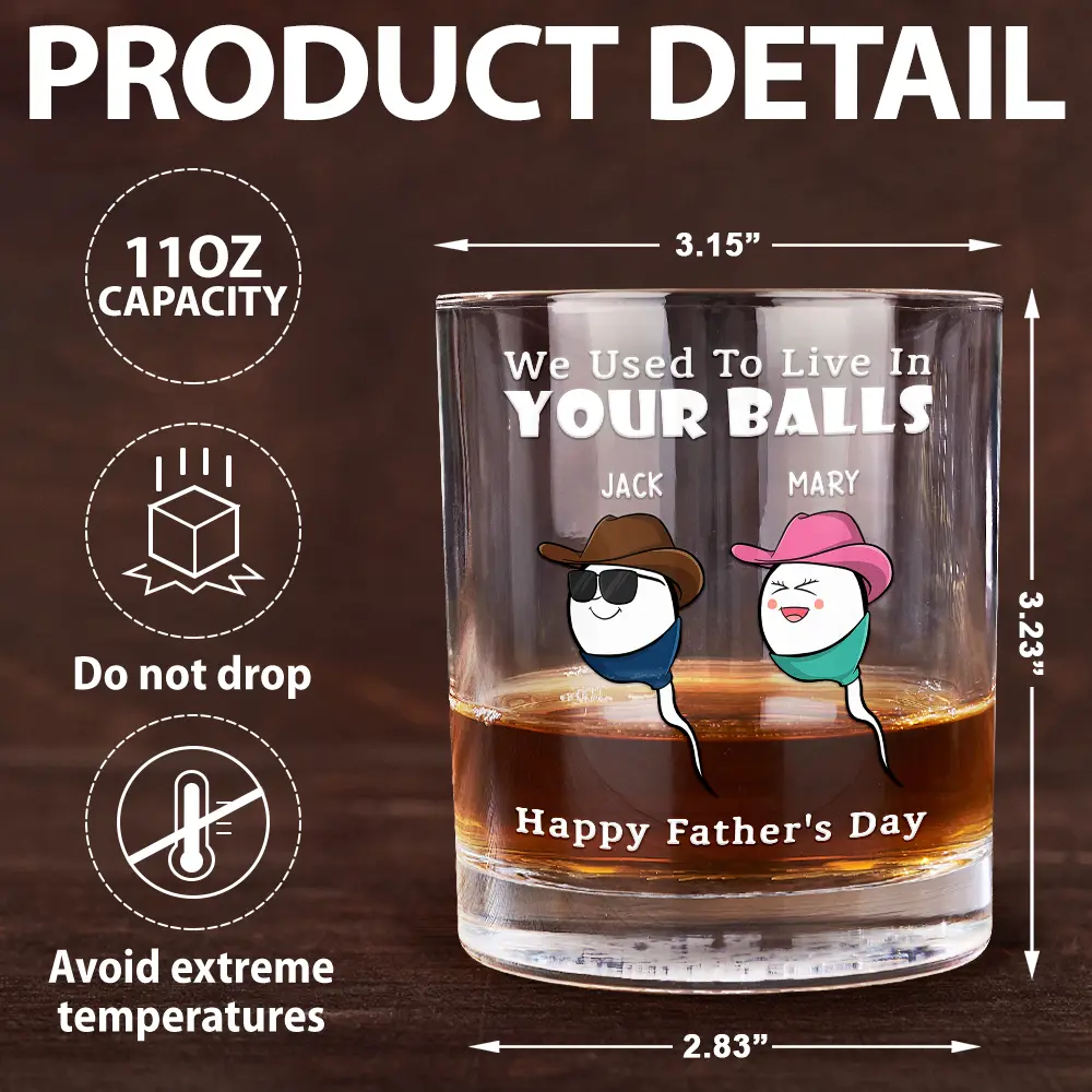 We Used To Live In Your Balls - Personalized Whiskey Glass - Image 5