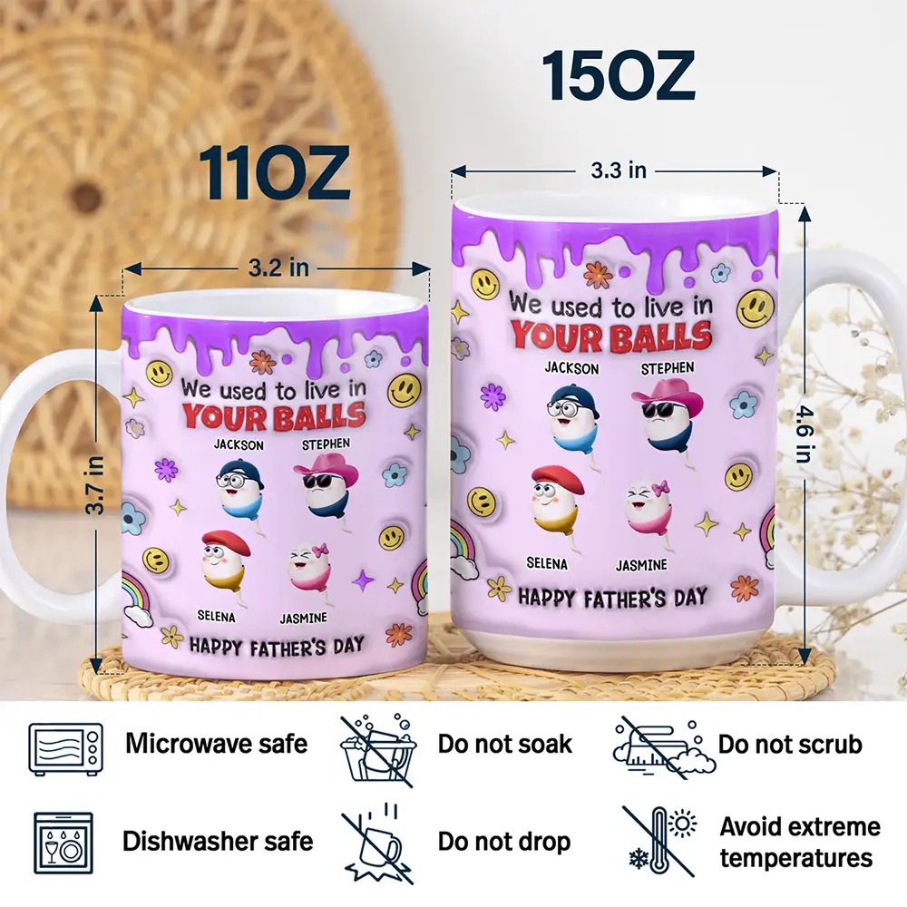 We Used To Lived In Your Balls Dad - 3D Inflated Effect Printed Mug, Personalized White Edge-to-Edge Mug - Image 5