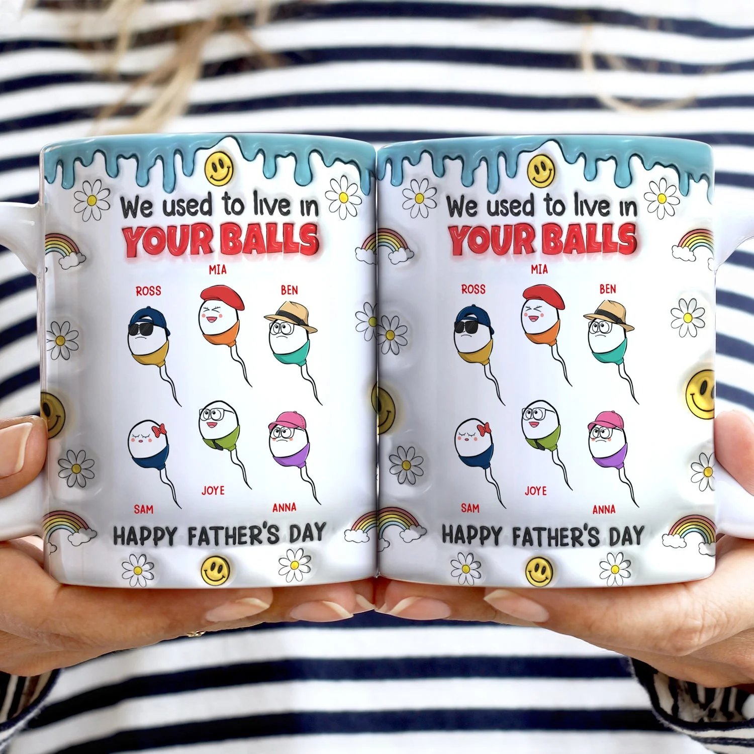 We Used To Lived In Your Balls - Gift For Fathers, Dad - 3D Inflated Effect Printed Mug, Personalized White Edge-to-Edge Mug - Image 2