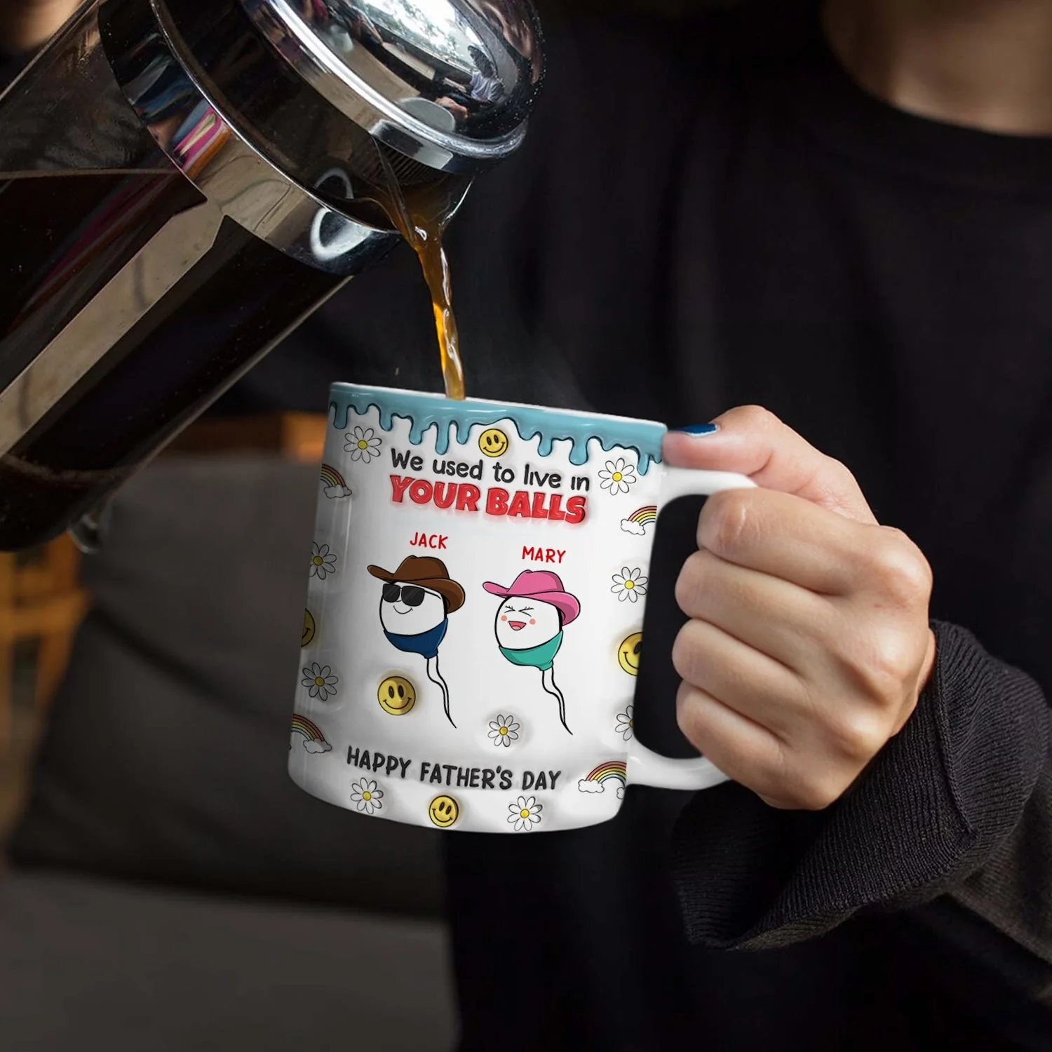 We Used To Lived In Your Balls - Gift For Fathers, Dad - 3D Inflated Effect Printed Mug, Personalized White Edge-to-Edge Mug - Image 4