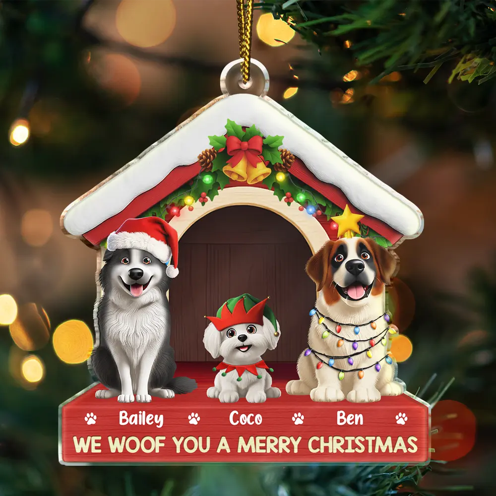 We Woof You A Merry Christmas - Personalized Custom Shaped Acrylic Ornament - Image 3