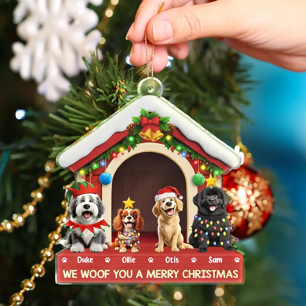 We Woof You A Merry Christmas - Personalized Custom Shaped Acrylic Ornament - Image 4