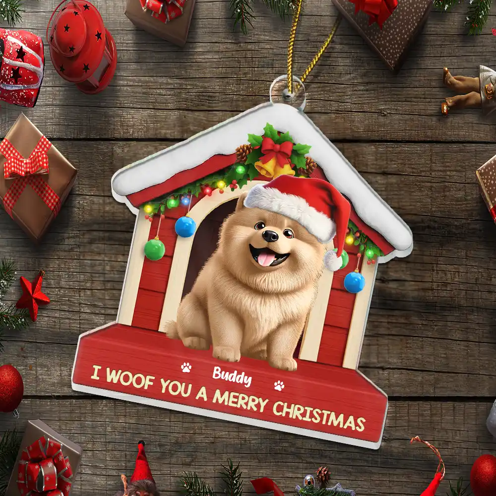 We Woof You A Merry Christmas - Personalized Custom Shaped Acrylic Ornament - Image 5