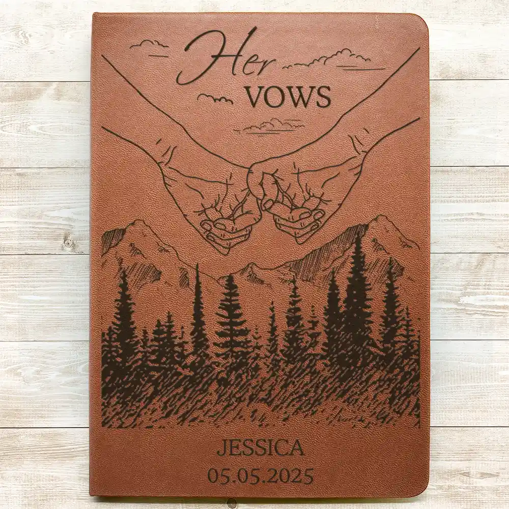 Wedding Couple Bride & Groom Vows - Personalized Leather Journal - Image 3