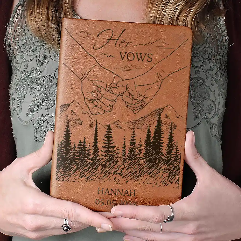 Wedding Couple Bride & Groom Vows - Personalized Leather Journal - Image 4