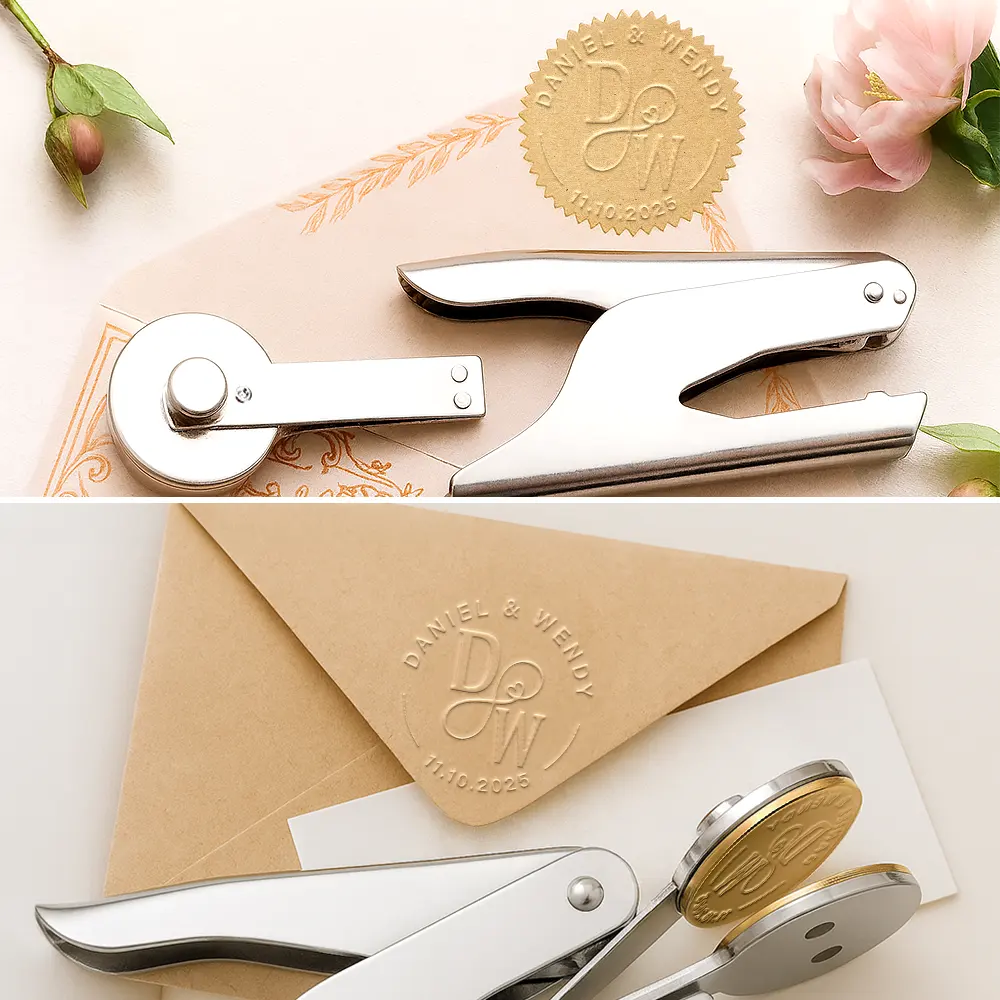 Wedding Couple - Personalized Embosser Stamp - Image 5