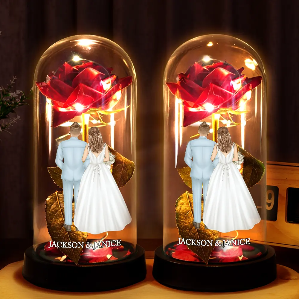 Wedding Couple - Personalized Everlasting Rose Dome Lamp - Image 2