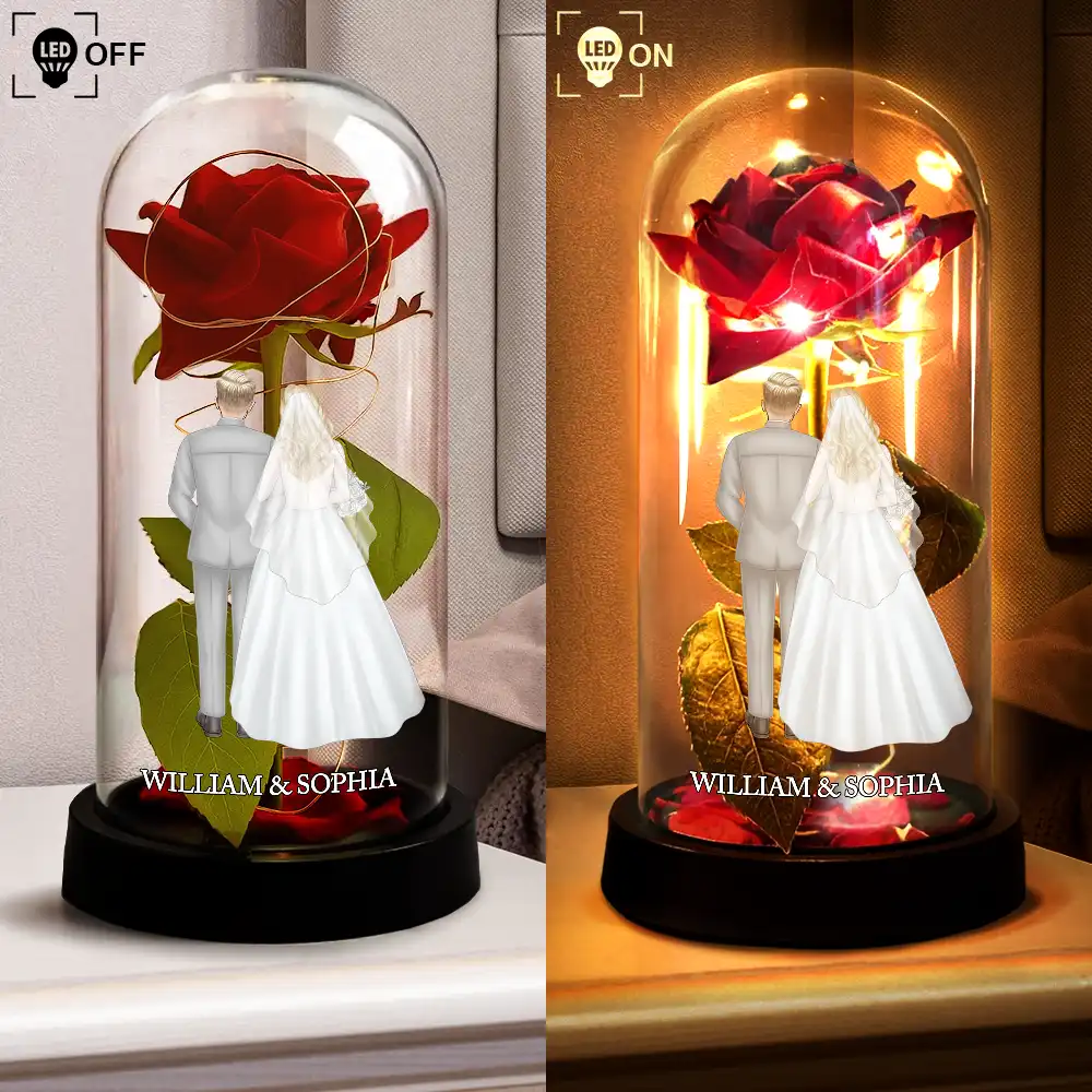 Wedding Couple - Personalized Everlasting Rose Dome Lamp - Image 4