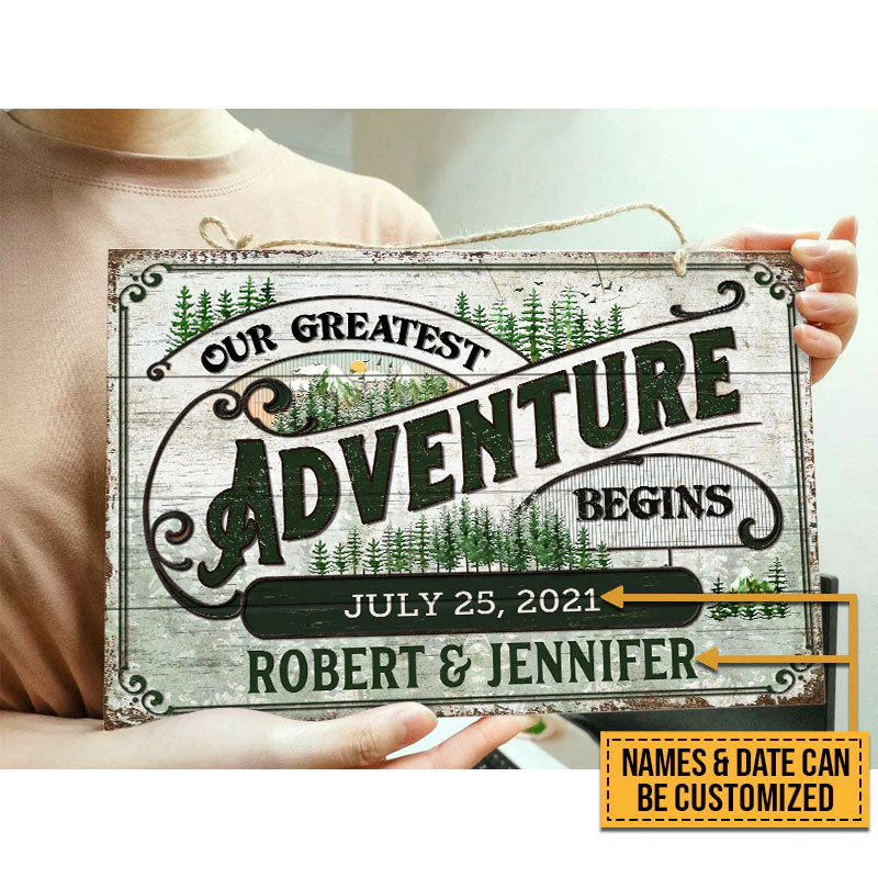 Wedding Our Greatest Adventure Custom Wood Rectangle Sign - Image 3