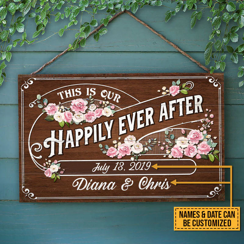 Wedding This Is Our Happily Ever After Custom Wood Rectangle Sign - Image 3