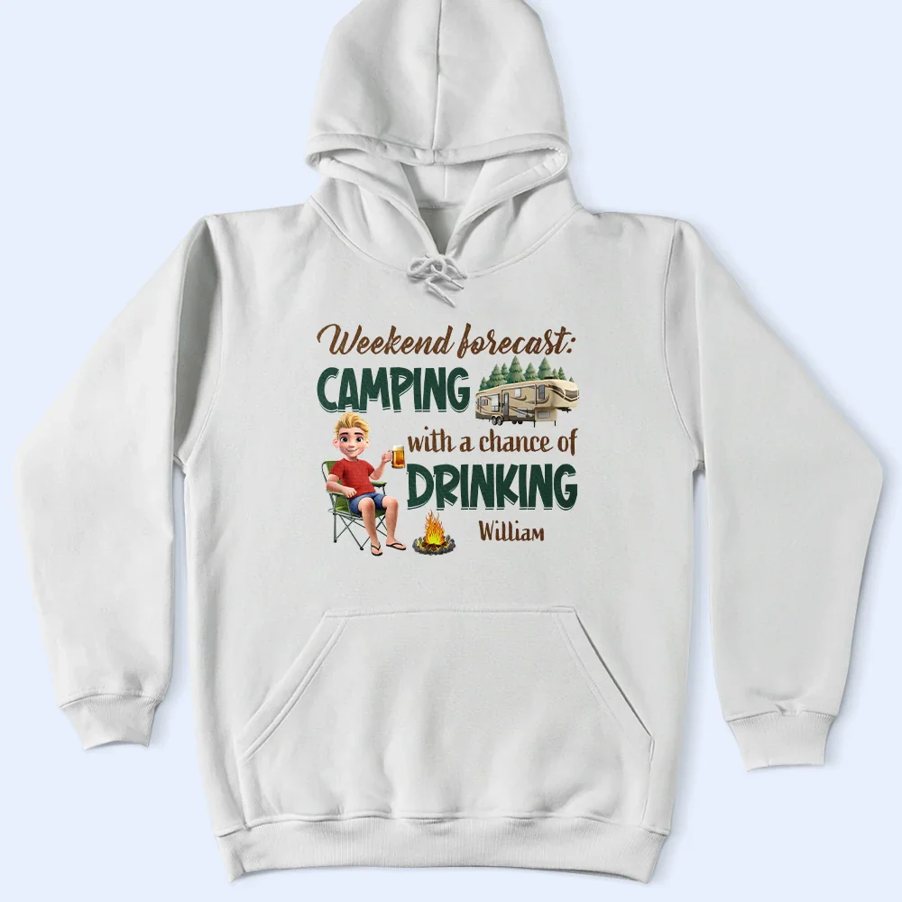 Weekend Forecast Camping And Drinking - Personalized T Shirt - Image 4