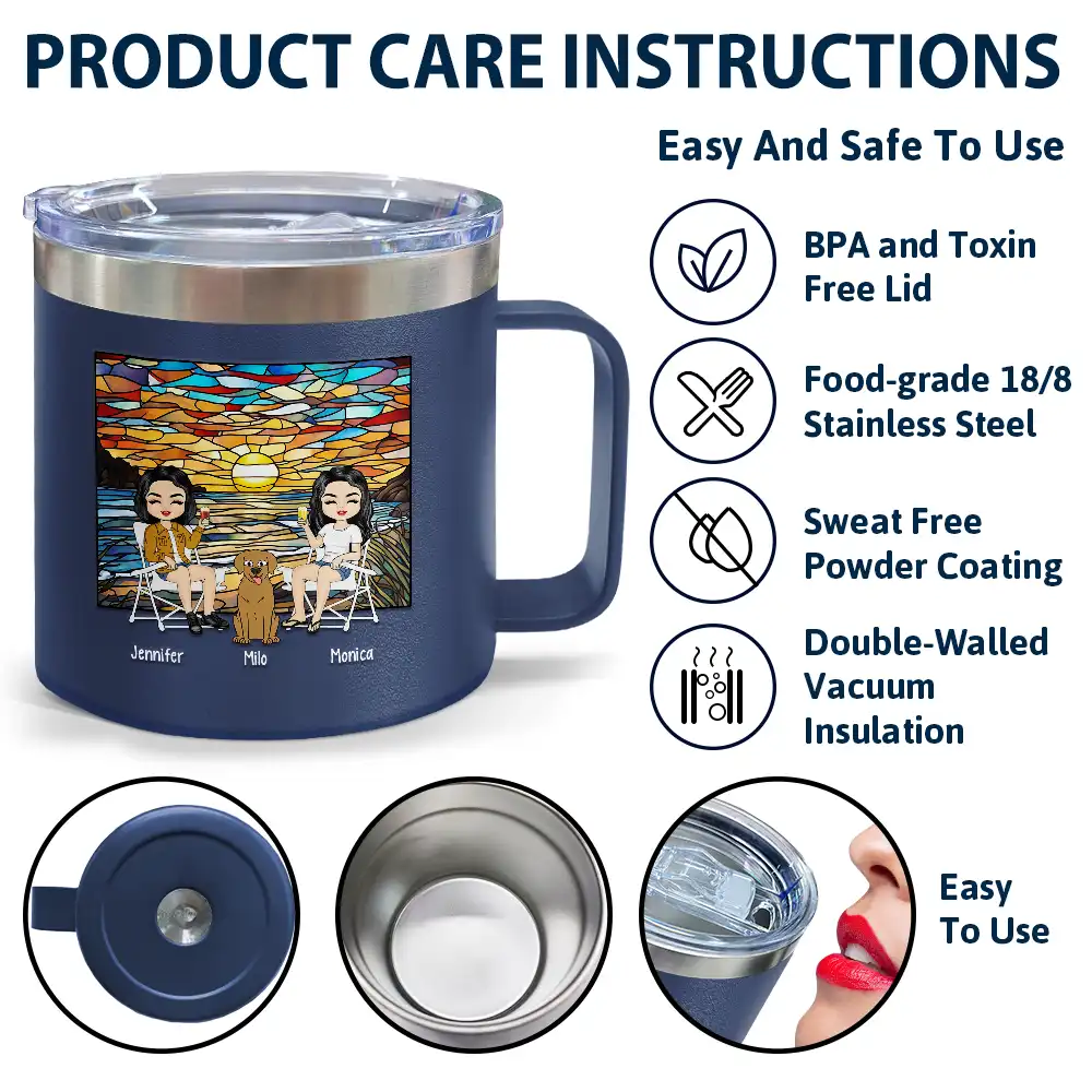 Weekend Forecast Camping - Personalized 14oz Stainless Steel Tumbler With Handle - Image 6