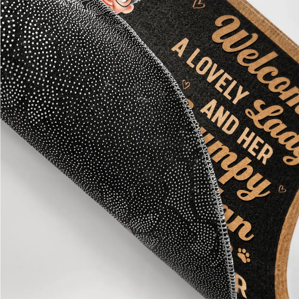 Welcome A Lovely Lady And A Grumpy Old Man Live Here 3D Effect Dog - Personalized Doormat - Image 3