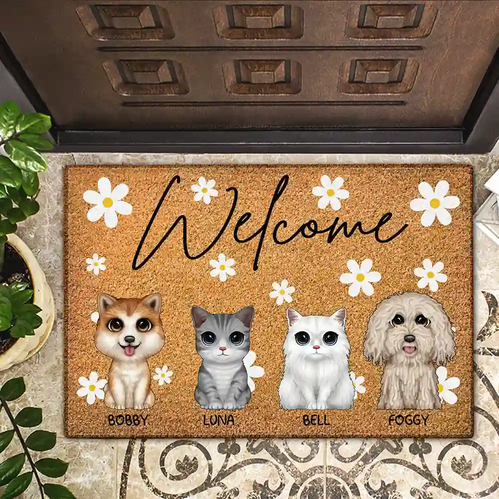 Welcome Dog Cat - Personalized Doormat - Image 2