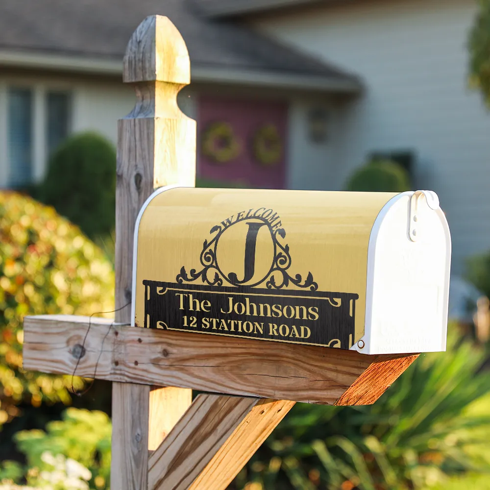 Welcome Family Name Monogram - Personalized Mailbox Cover - Image 3