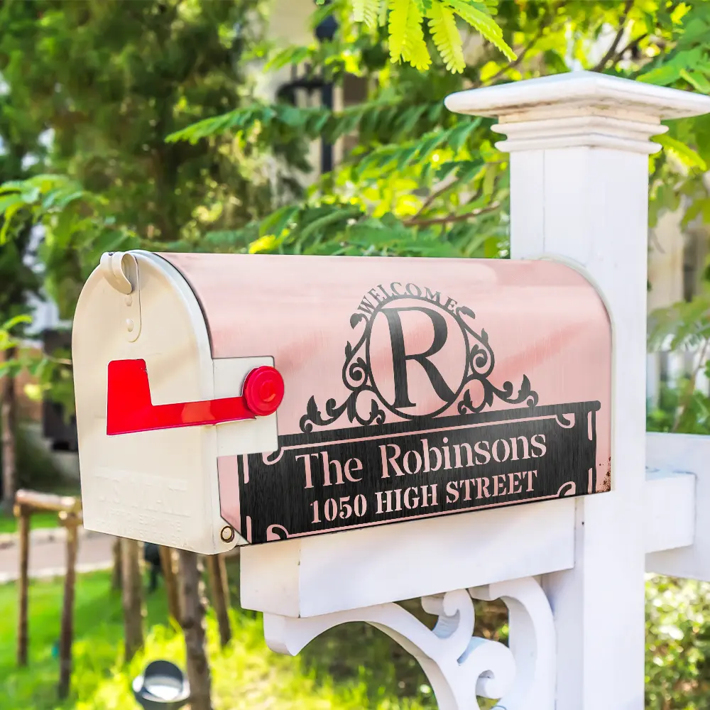 Welcome Family Name Monogram - Personalized Mailbox Cover - Image 4