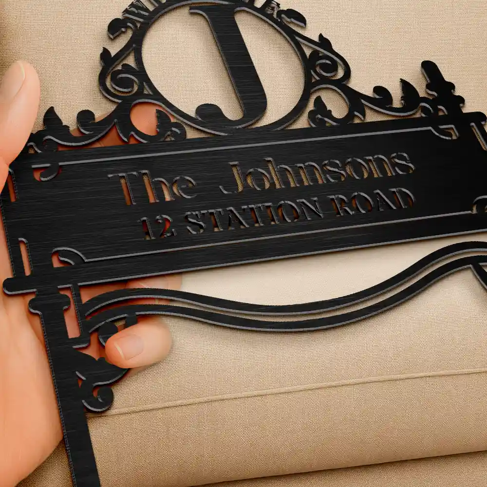 Welcome Family Name Monogram - Personalized Metal Garden Stake - Image 3