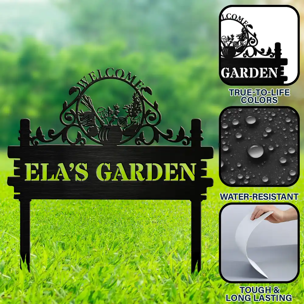 Welcome Flower Vegetable Garden - Personalized Metal Garden Stake - Image 6