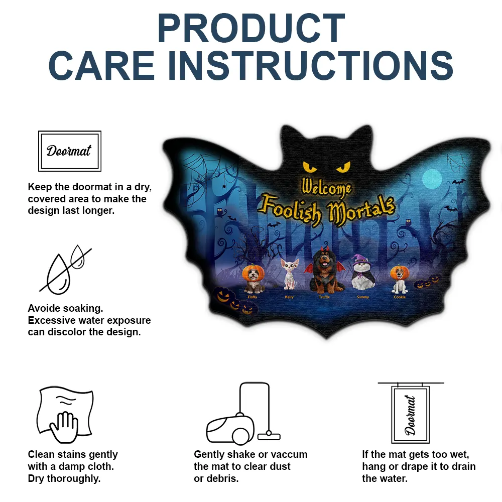 Welcome Foolish Mortals Pet Halloween - Personalized Custom Shaped Doormat - Image 5