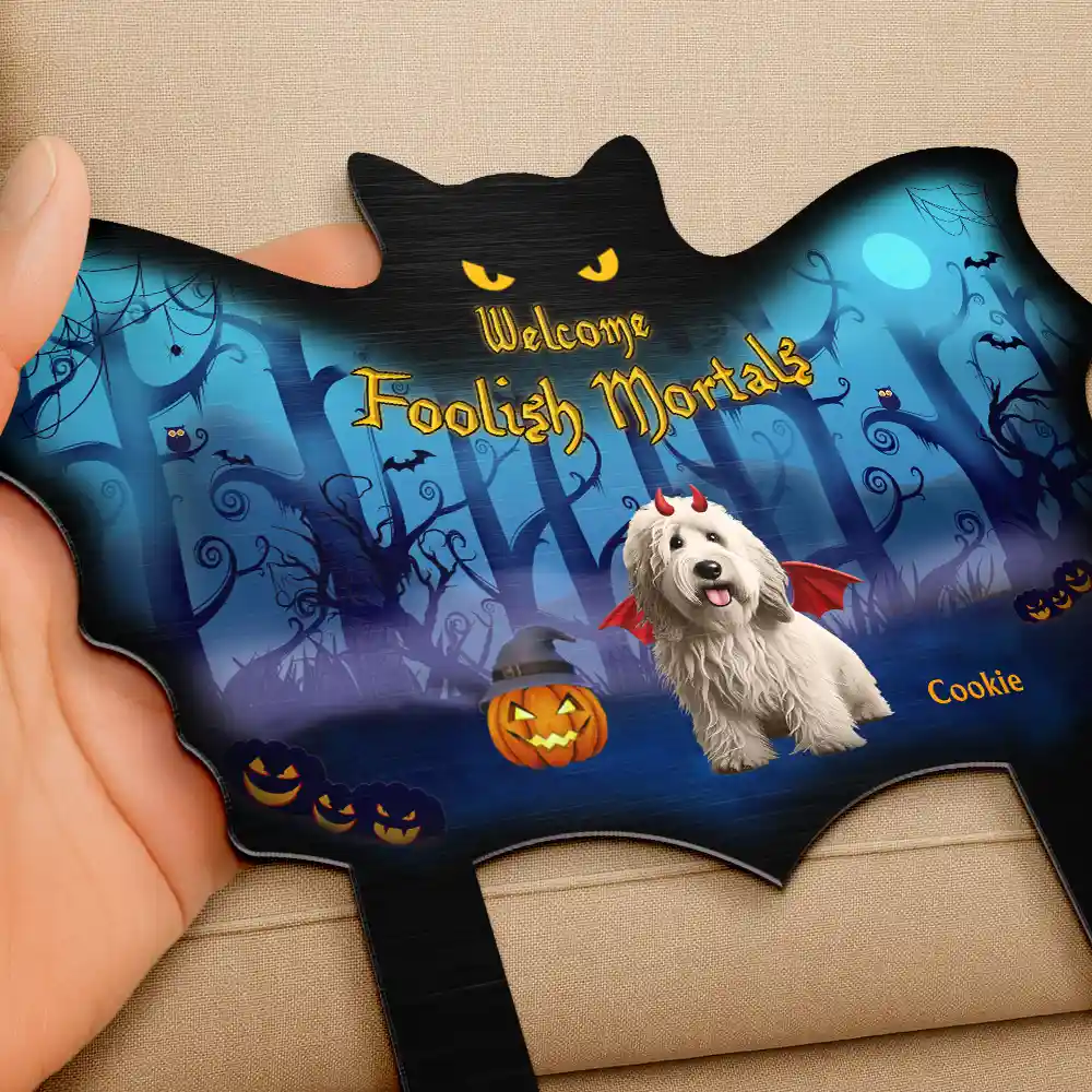 Welcome Foolish Mortals Pet Halloween - Personalized Metal Garden Stake - Image 3