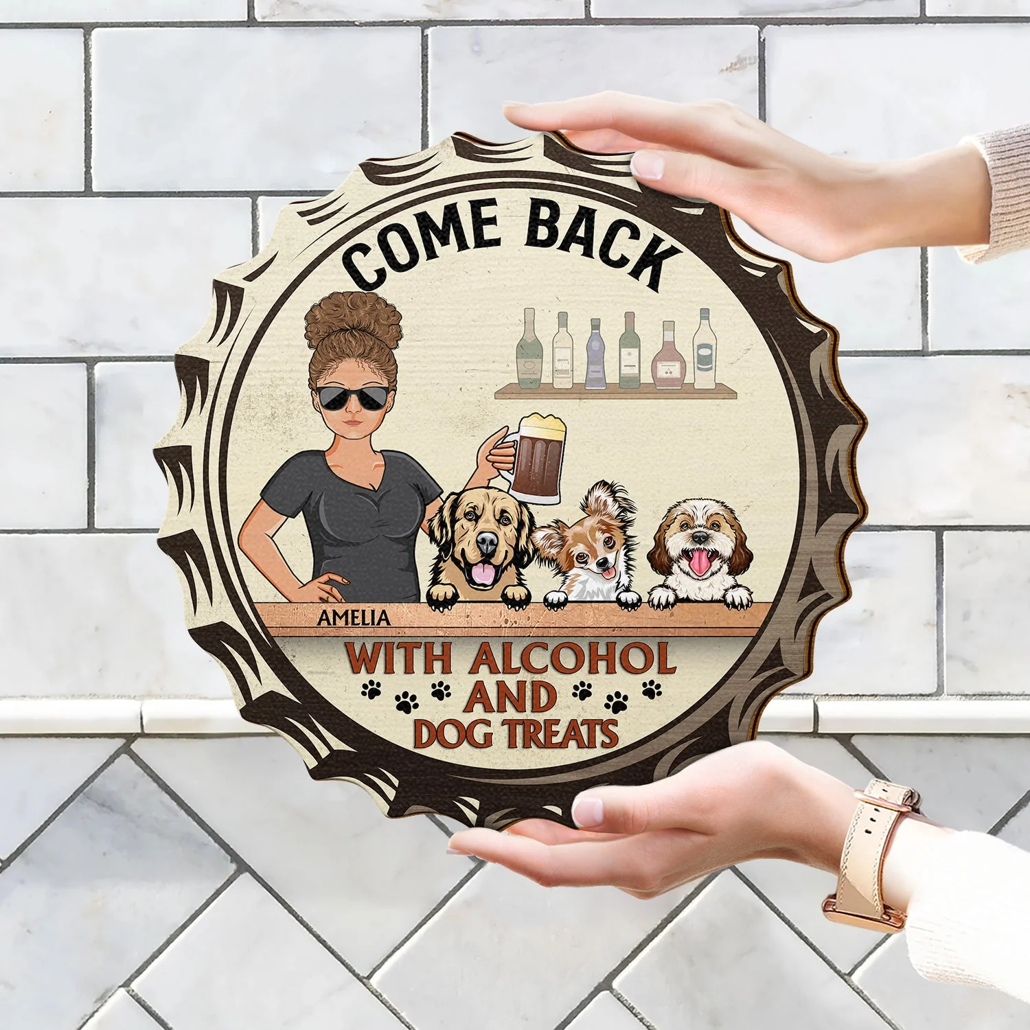 Welcome Hope You Brought Alcohol - Birthday, Loving Home Decor Gift For Dog Mom, Dad, Pet Owner - Personalized Custom Shaped Wood Sign - Image 4