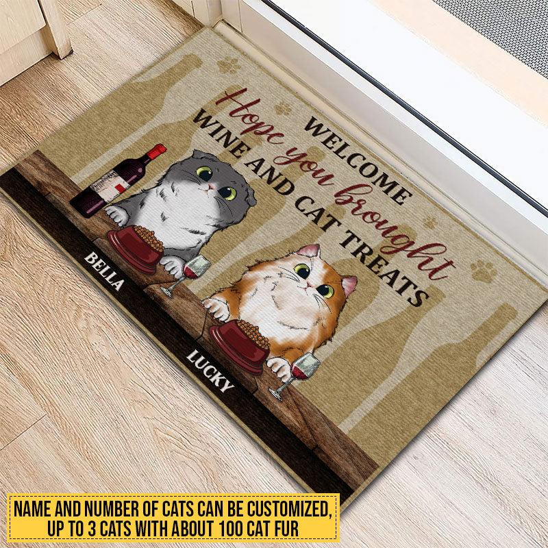Welcome Hope You Brought Wine And Cat Treats, Cat Lover Gift, Custom Doormat - Image 4
