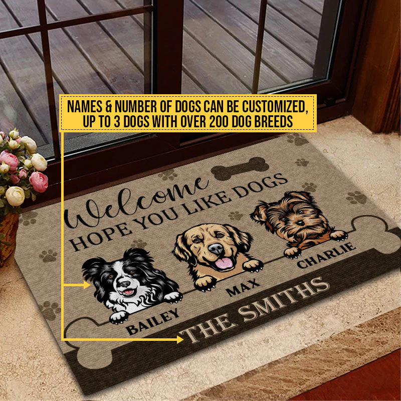 Welcome Hope You Like Dogs, Dog Welcome, Dog Lover Gift, Custom Doormat - Image 2