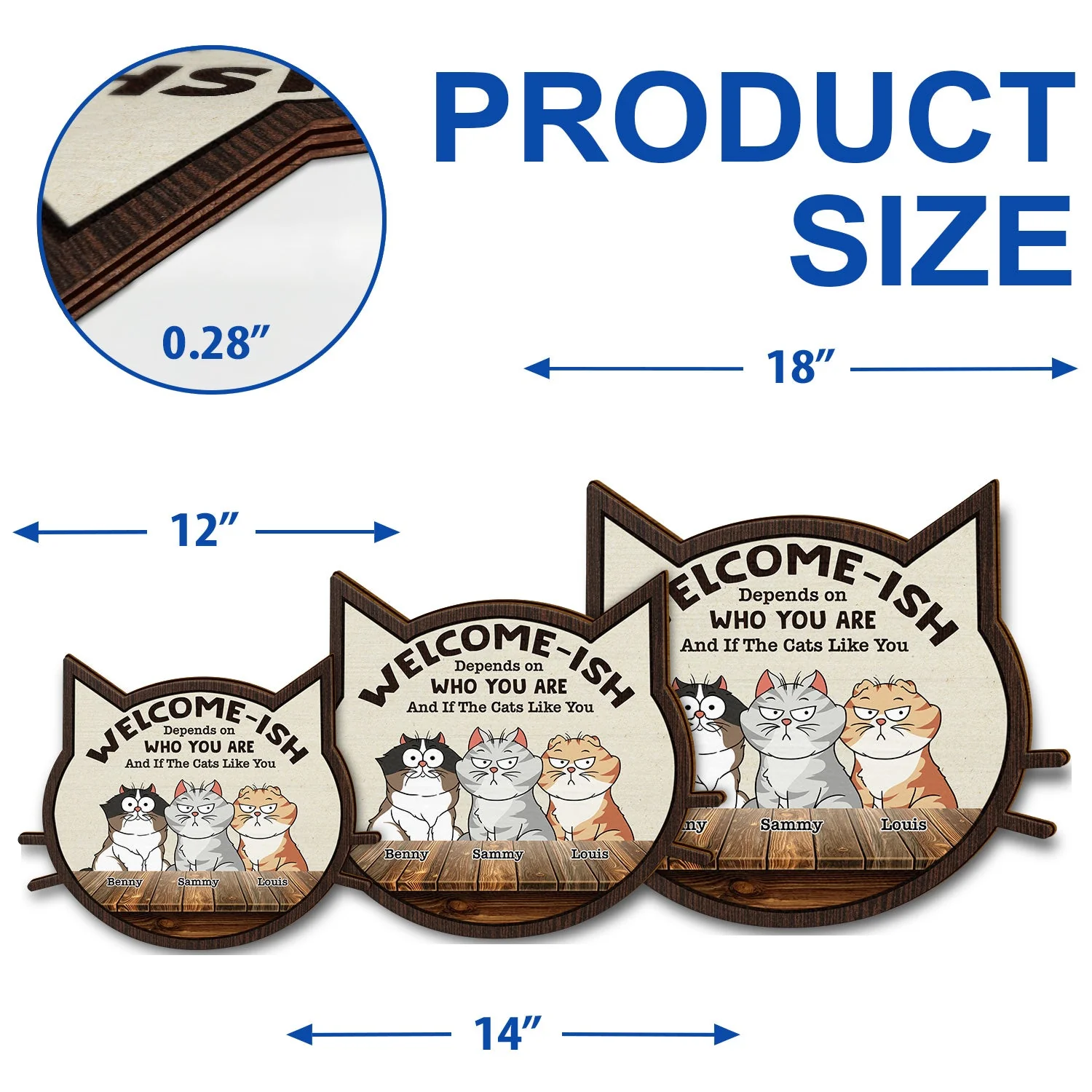 Welcome-ish Depends On Who You Are - Home Decor, Funny Gift For Cat Lovers - Personalized Custom Shaped Wood Sign - Image 5