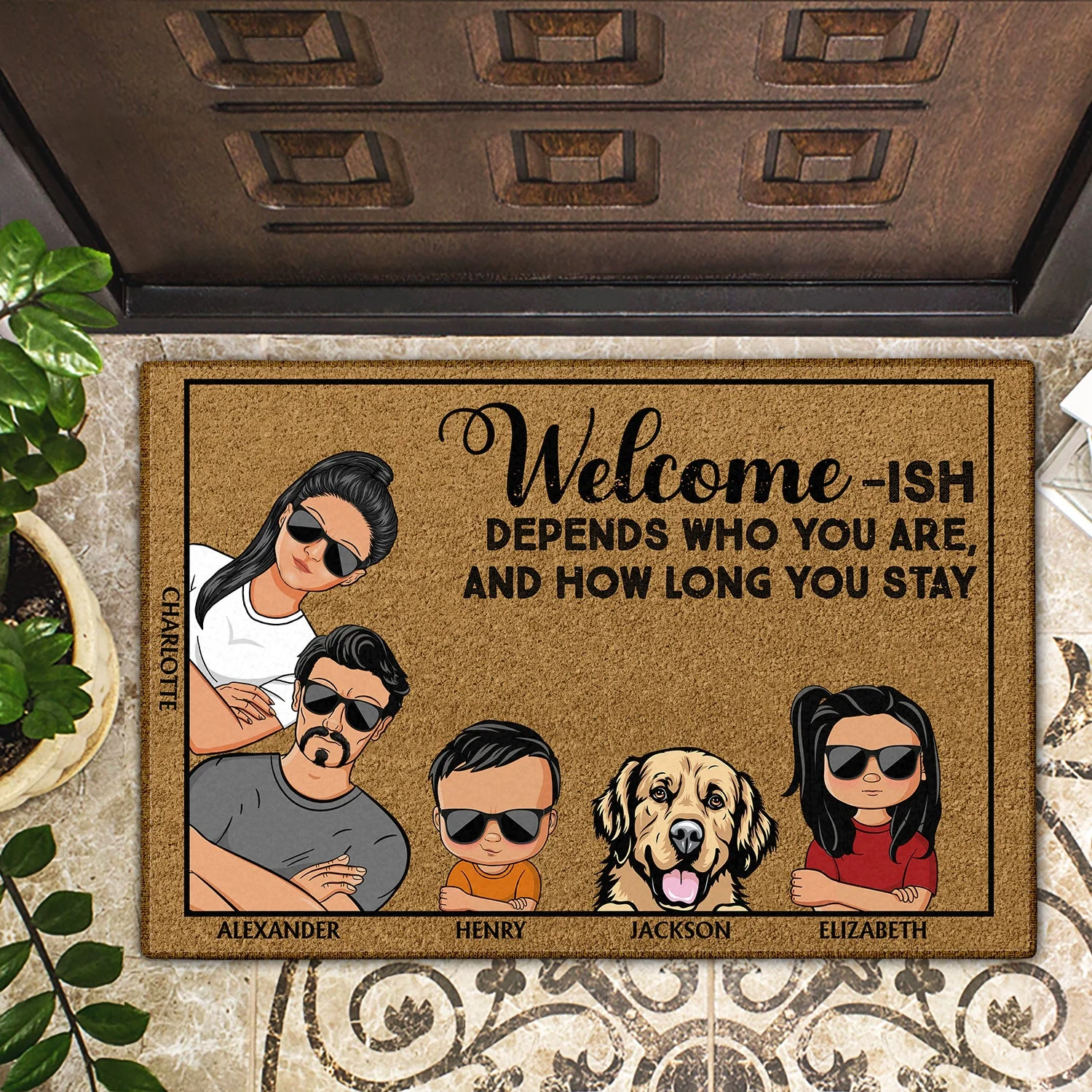 Welcome Ish Depends Who You Are Couples Family Cats Dogs - Home Decor, Birthday, Housewarming Gift For Family - Personalized Custom Doormat - Image 2