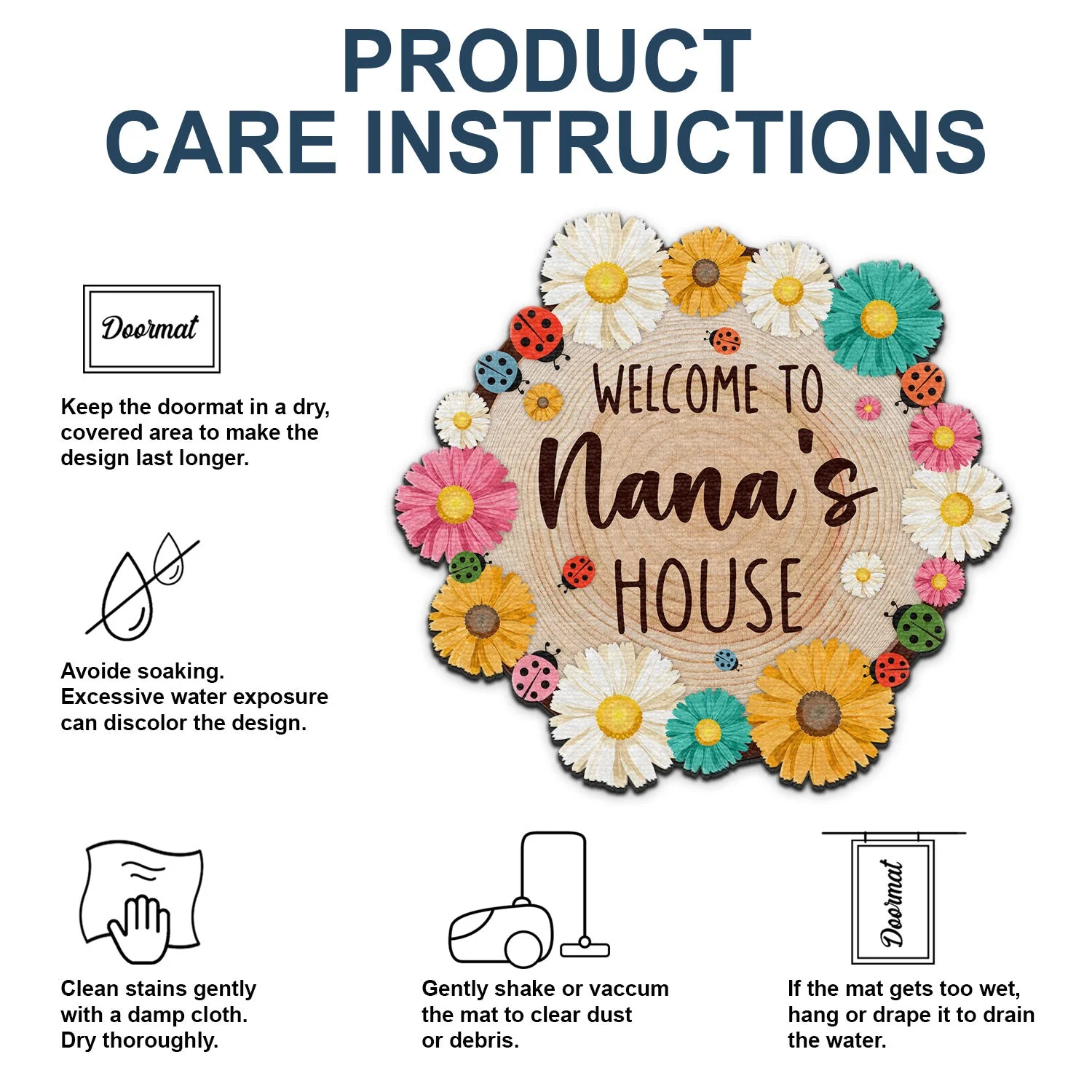Welcome To Nana's House - Gift For Grandma - Personalized Custom Shaped Doormat - Image 5