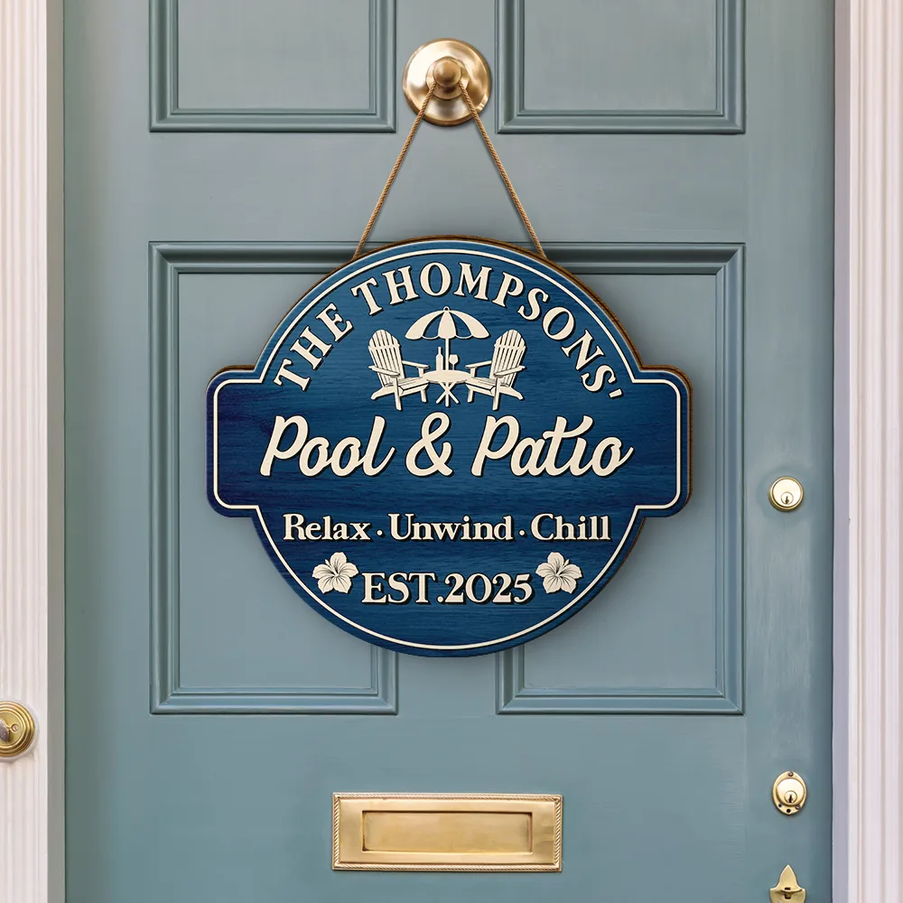 Welcome To Our Backyard Oasis - Personalized Custom Shaped Wood Sign - Image 3