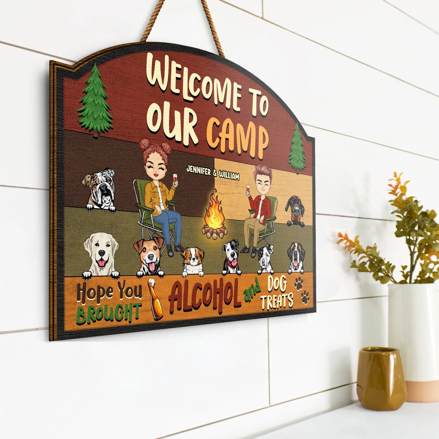 Welcome To Our Campsite Dog Treats - Gift For Couples - Personalized Custom Shaped Wood Sign - Image 2