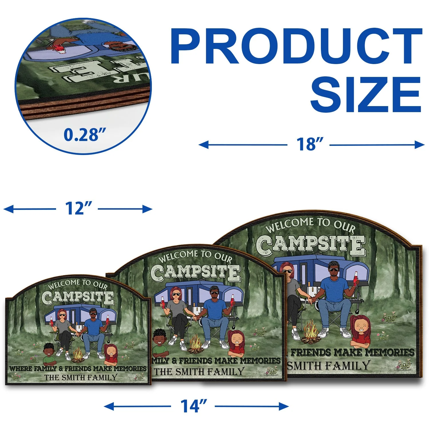 Welcome To Our Campsite - Gift For Camping Lovers, Campsite, Camping Decor, Couple, Family, Pet Lovers - Personalized Custom Shaped Wood Sign - Image 5