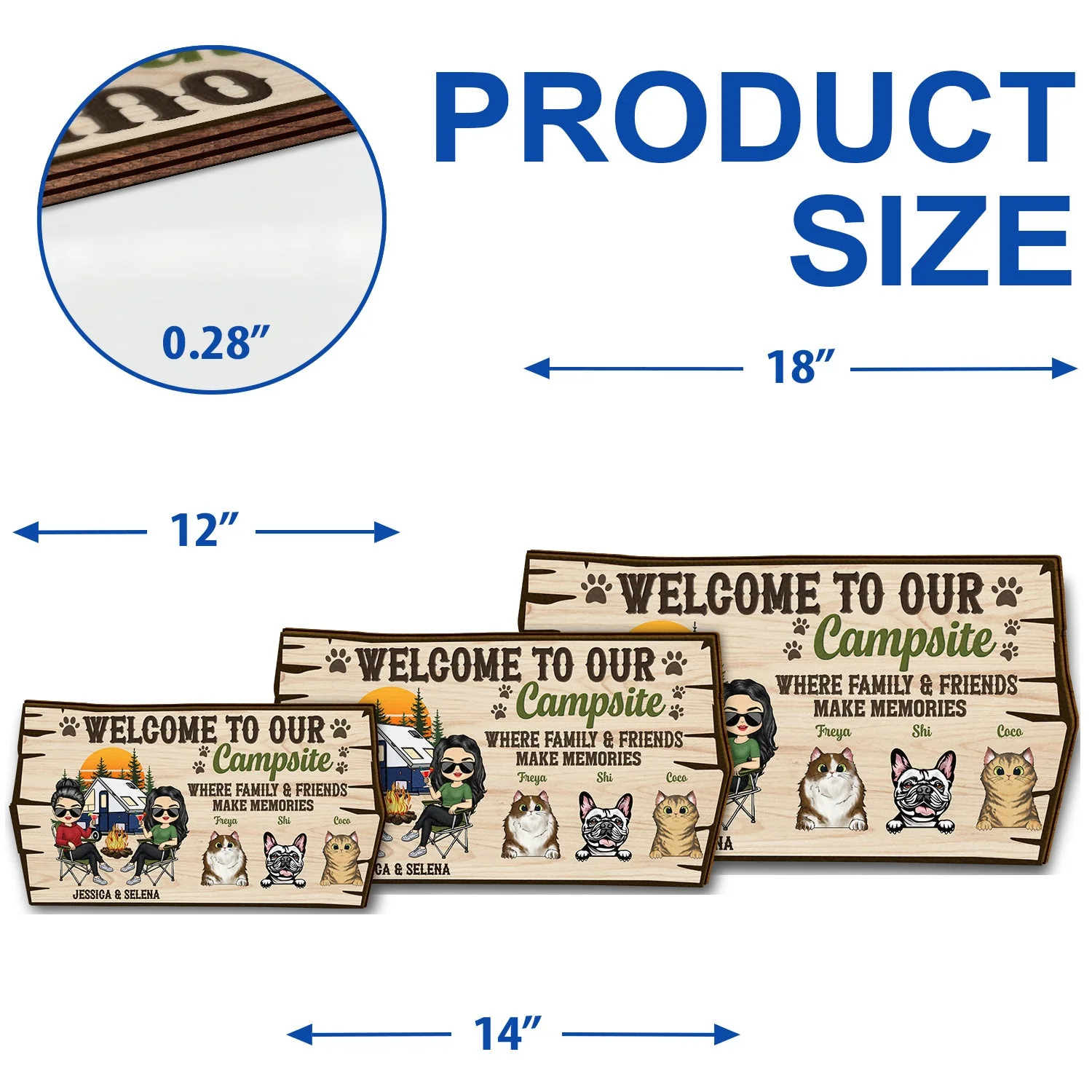 Welcome To Our Campsite Protected By Dogs Cats Pets - Gift For Couples, Campers, Camping Lovers, Travelers - Personalized Custom Shaped Wood Sign - Image 5