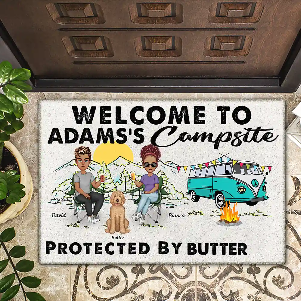 Welcome To Our Campsite Protected Dog Lovers - Personalized Doormat - Image 2