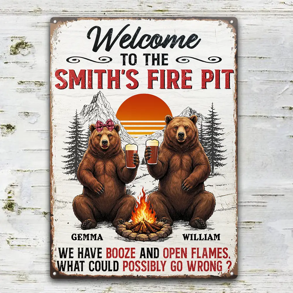 Welcome To Our Fire Pit - Personalized Classic Metal Signs - Image 2