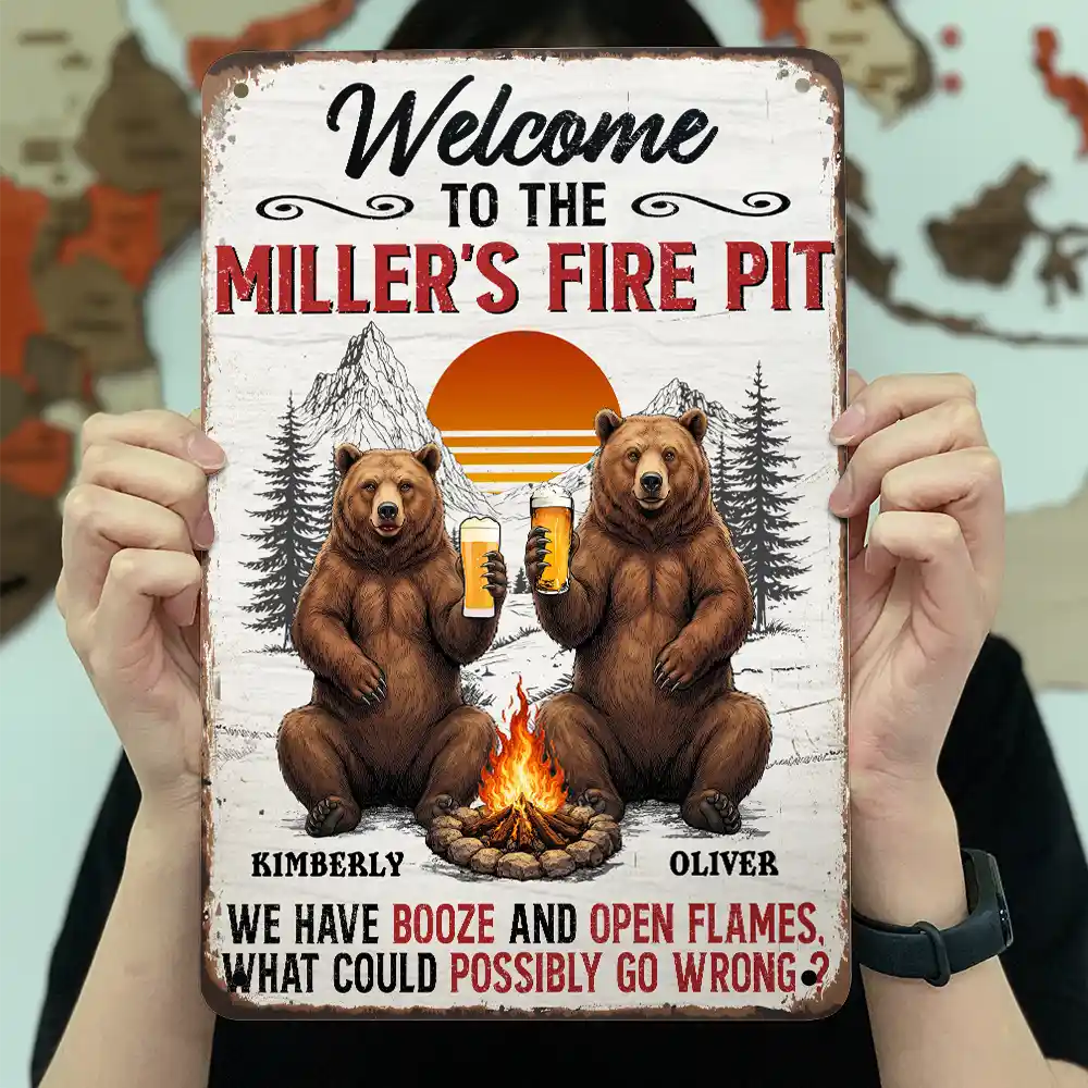 Welcome To Our Fire Pit - Personalized Classic Metal Signs - Image 3