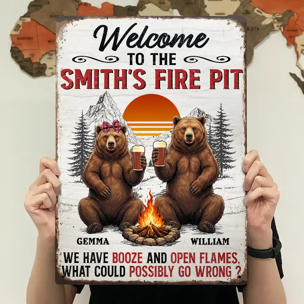 Welcome To Our Fire Pit - Personalized Classic Metal Signs - Image 4