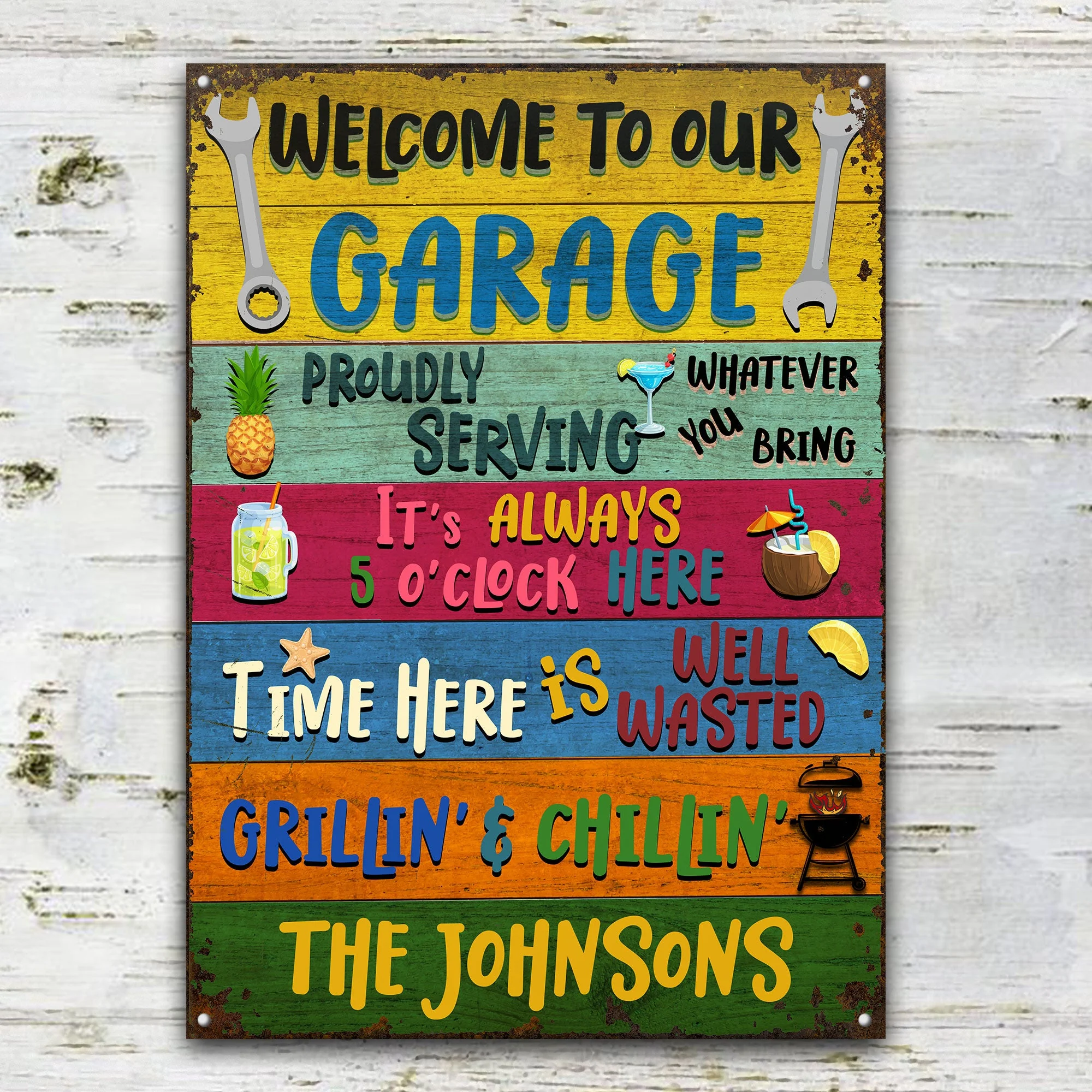 Welcome To Our Garage - Personalized Custom Classic Metal Signs - Image 2