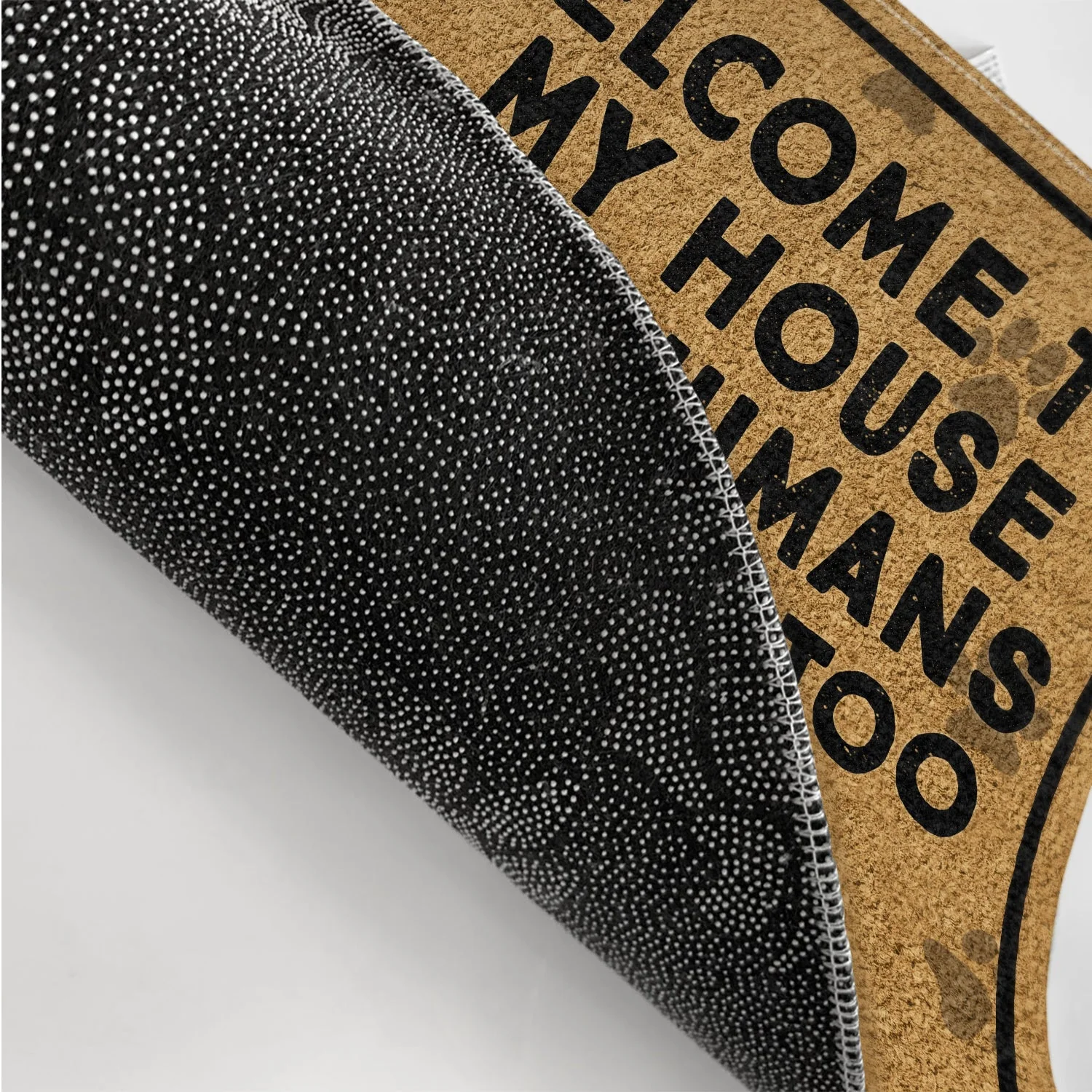 Welcome To Our House The Humans Live Here Too Couples - Gift For Dog Lovers & Cat Lovers - Personalized Custom Doormat - Image 3