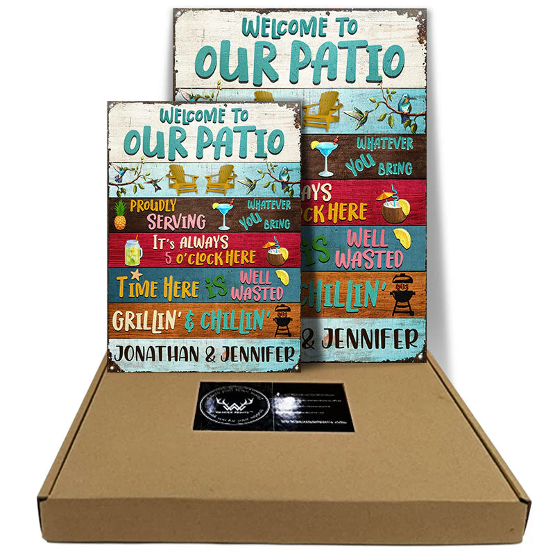 Welcome To Our Patio It's 5 O' Clock - Patio Outside Decor - Personalized Custom Classic Metal Signs - Image 3