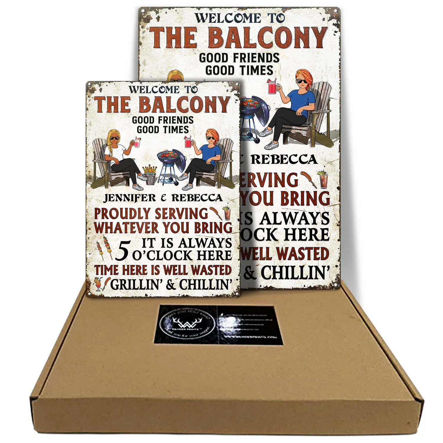 Welcome To Our Patio Proudly Serving Whatever You Bring Couple Husband Wife - Backyard Sign - Personalized Custom Classic Metal Signs - Image 5