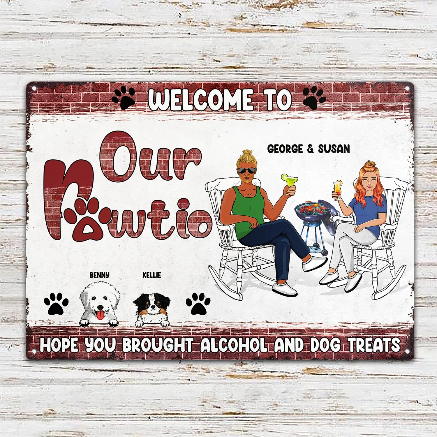 Welcome To Our Pawtio - Patio Decor For Dog Mom Dog Dad - Personalized Custom Classic Metal Signs - Image 2