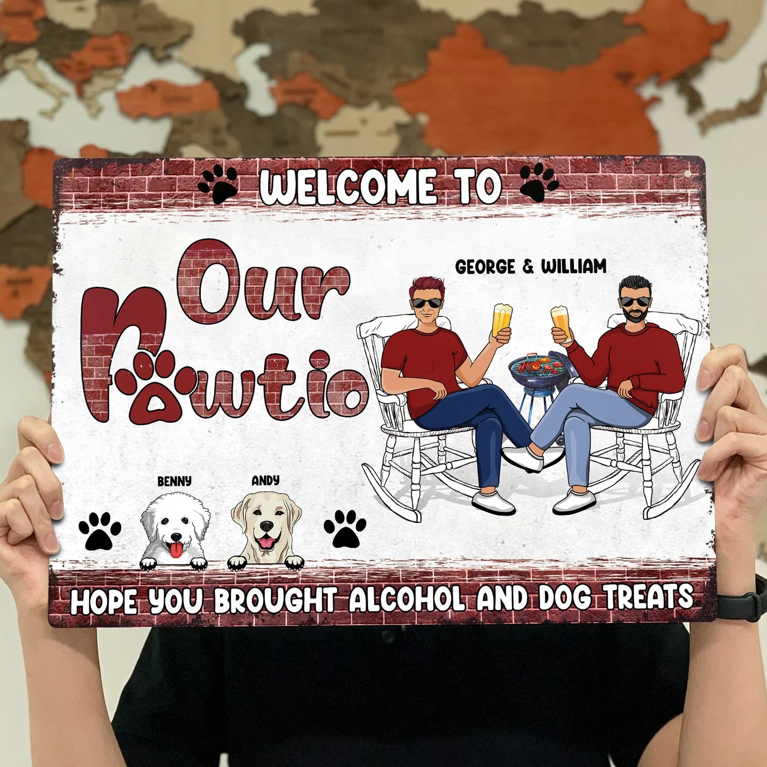 Welcome To Our Pawtio - Patio Decor For Dog Mom Dog Dad - Personalized Custom Classic Metal Signs - Image 4