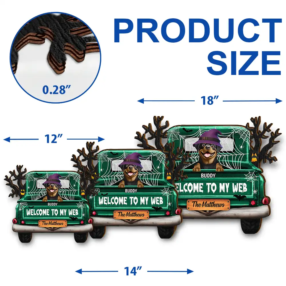 Welcome To Our Web Halloween Truck - Personalized Custom Shaped Wood Sign - Image 5