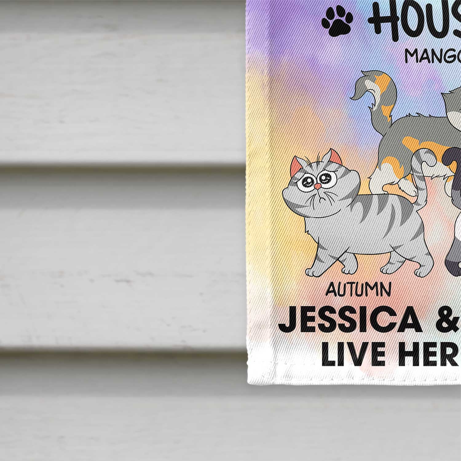 Welcome To The Cats' House Funny Cartoon Style - Home Decor Gift For Cat Lovers - Personalized Flag - Image 4