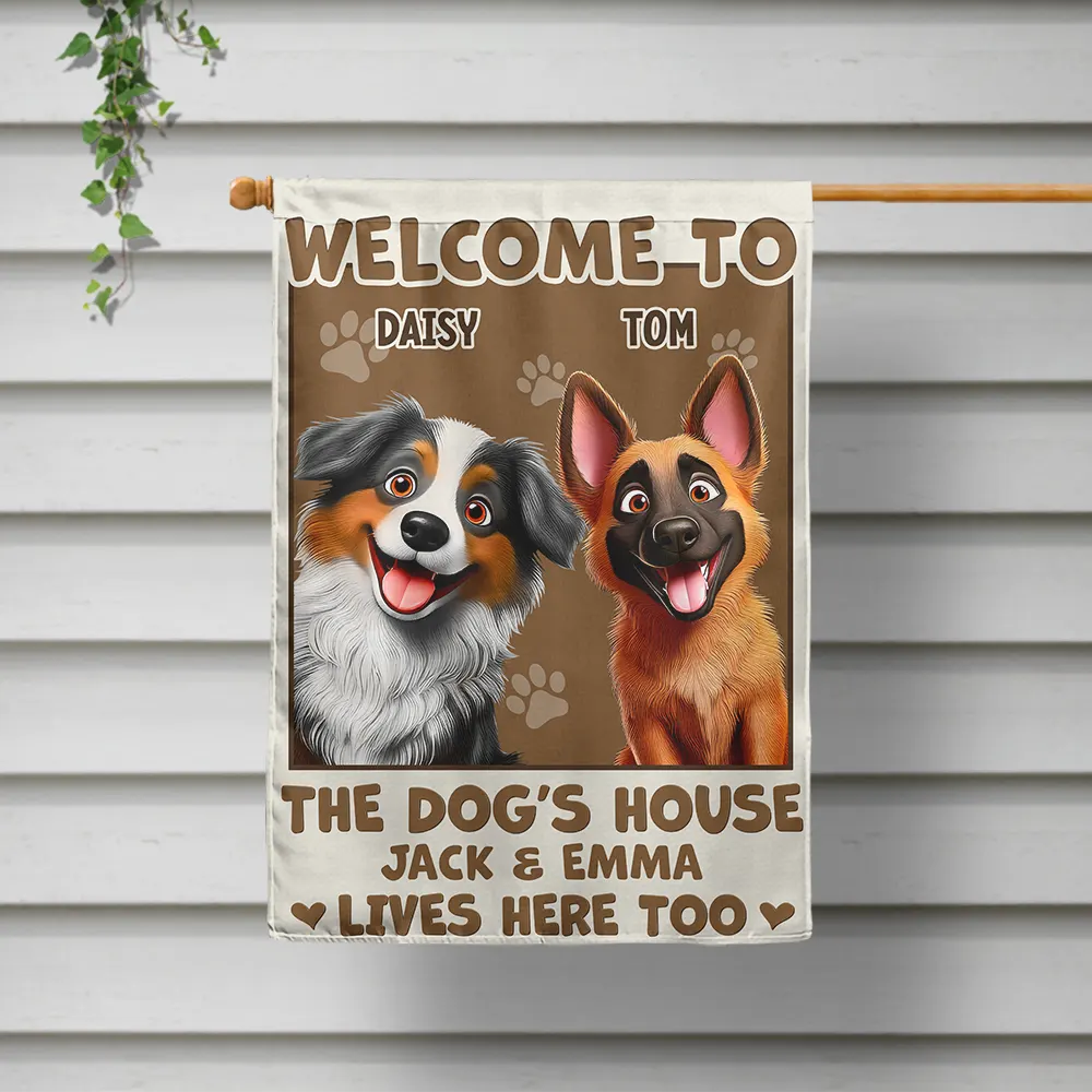 Welcome To The Dog House 3d Effect - Personalized Flag - Image 2