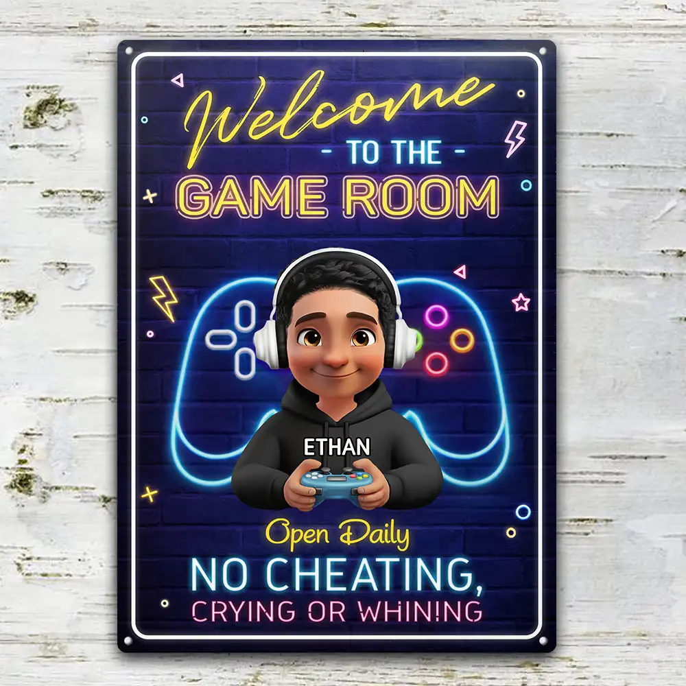 Welcome To The Game Room - Personalized Classic Metal Signs - Image 2