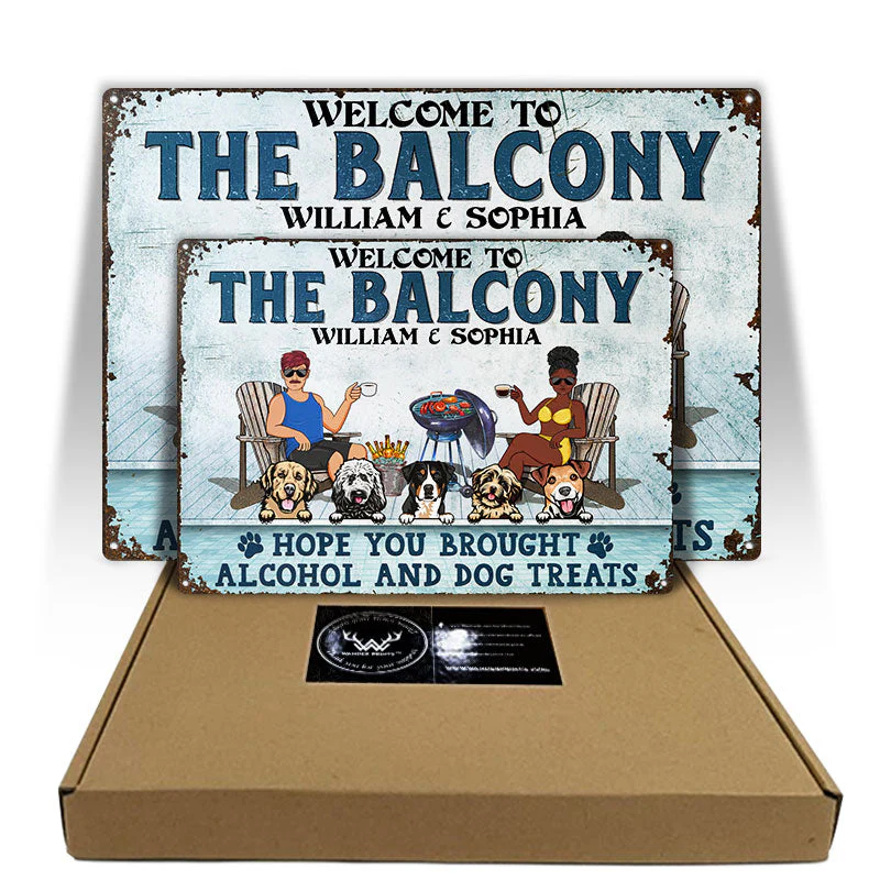 Welcome To The Poolside Hope You Brought Alcohol And Dog Treats Couple Dog Lovers - Backyard Sign - Personalized Custom Classic Metal Signs - Image 5